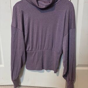 Free People Glam Metallic Lavender Sparkly Cowl Neck Sweater